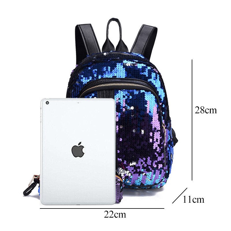 2 stks/set Pailletten Vrouwen Rugzak voor Tiener Meisje Mode Bling Rugzak Student Schooltas met Etui Clutch Mochilas