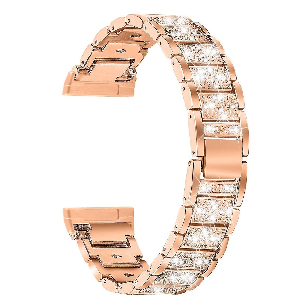 Smykker bling bånd til fitbit sense/versa 3 bånd til kvinder mænd erstatning rhinestone armbånd metal rem til fitbit versa 3: Rose-guld / Fitbit sans
