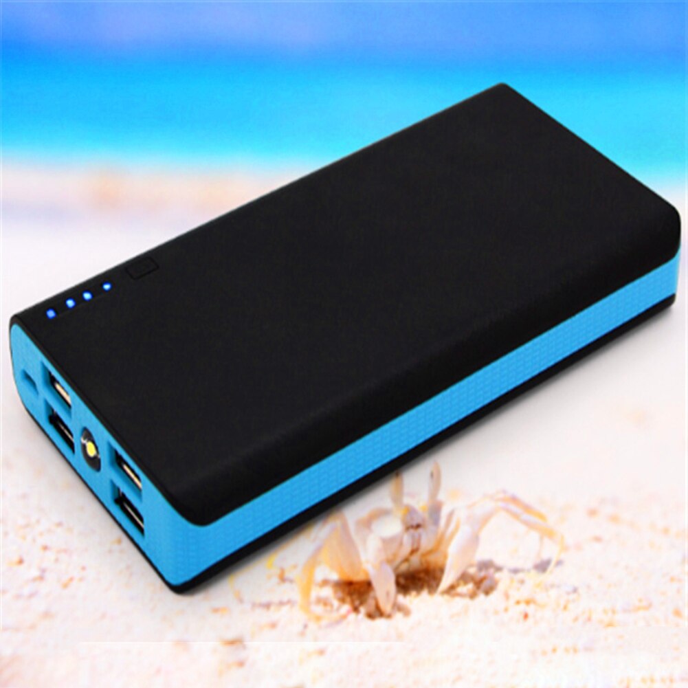 Armazenamento universal portátil power bank plástico caixa de luz led 4 portas usb escritório carregador externo resistência à poeira pulseira caso
