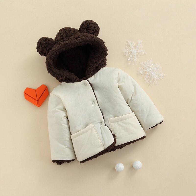 Inverno crianças meninas meninos engrossar jaquetas criança algodão pequeno urso decorar com capuz outerwear infantil crianças casacos roupas