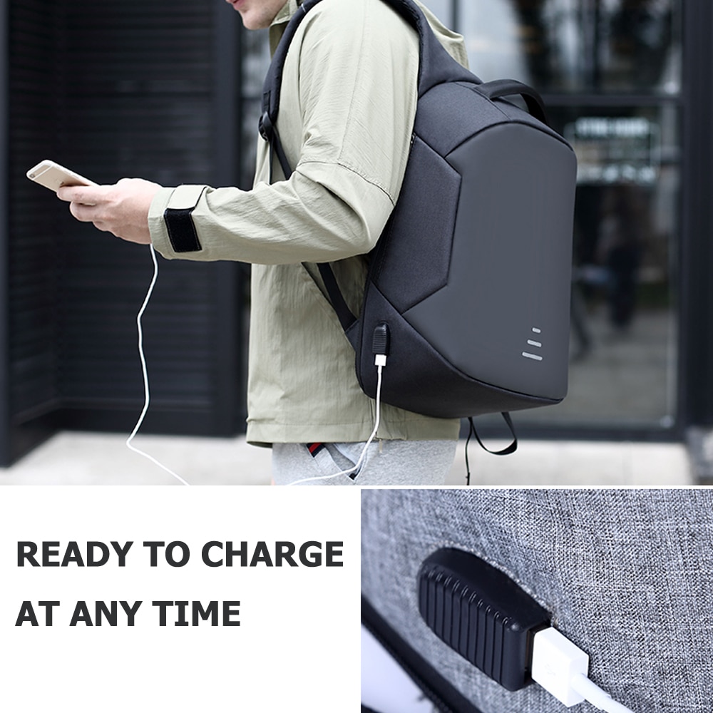 MARKROYAL Anti-theft Men Backpack For 15.6 Inch Laptop External USB School Rucksack Bag Large Capacity Urban Waterproof Mochila