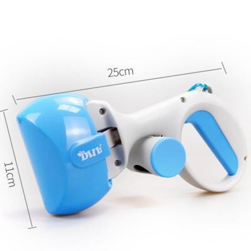 Dog Pooper Scooper Easy Pick Up Garbage Bags Long-Handled Grabber Picker Pet Waste Bag Holder Waste Dispenser Tool: Blue