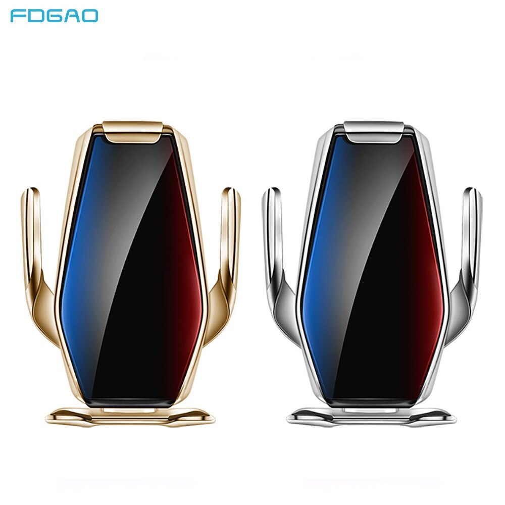 Fdgao Automatische Spannen Qi Auto Draadloze Oplader Voor Iphone 12 11 Pro Xs Xr X 15W Quick Charge Infrarood sensor Auto Telefoon Houder