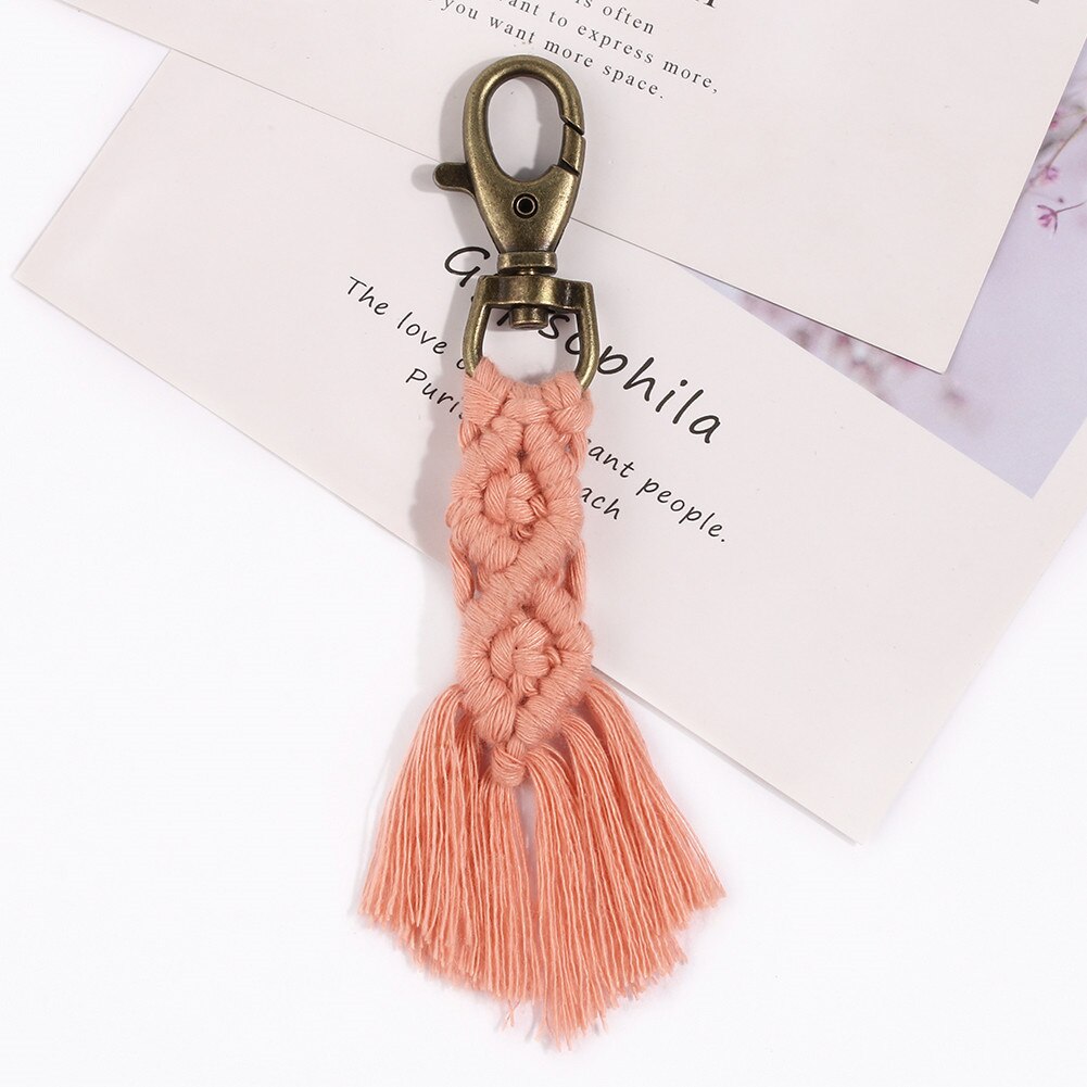 Macrame gobelin tapetry nøgleringe til kvinder 100%  bomuld handmadekeyringmacrame cordbest ven nøglering til kvinder: K7539