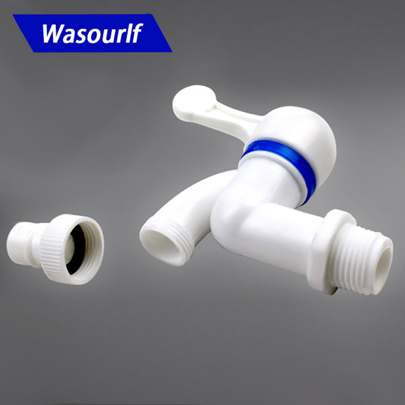 WASOURLF Plastic Faucet PP Mini Tap Male Thread White Small Bibcock Easy Install Washing Machine Garden Outdoor