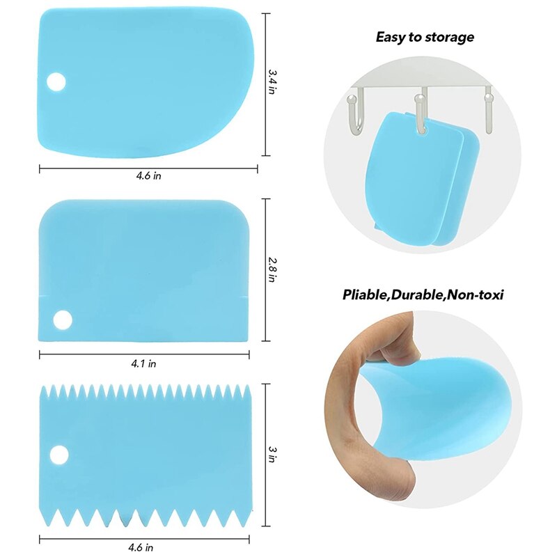 Angled Icing Spatula Set and 3 Packs Cake Scrapers Smoother, Stainless Steel Offset Spatulas Cake Frosting Spatula