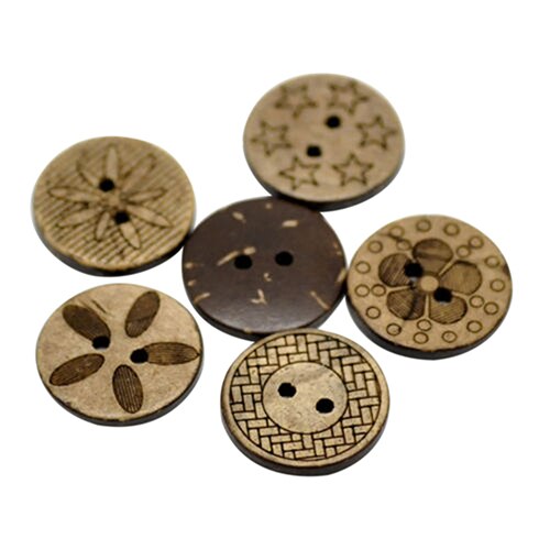 Nieuw! 50 stuks Gemengde Patroon Coconut Shell 2 Gaatjes Naaien Knoppen DIY Scrapbooking 18mm AC16