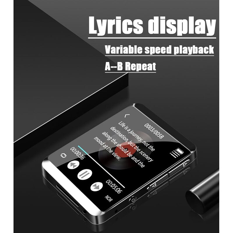 RUIZU M5 Bluetooth MP3 Player 8GB Full Press Screen Mini Clip Music Player With FM,Recording,E-Book