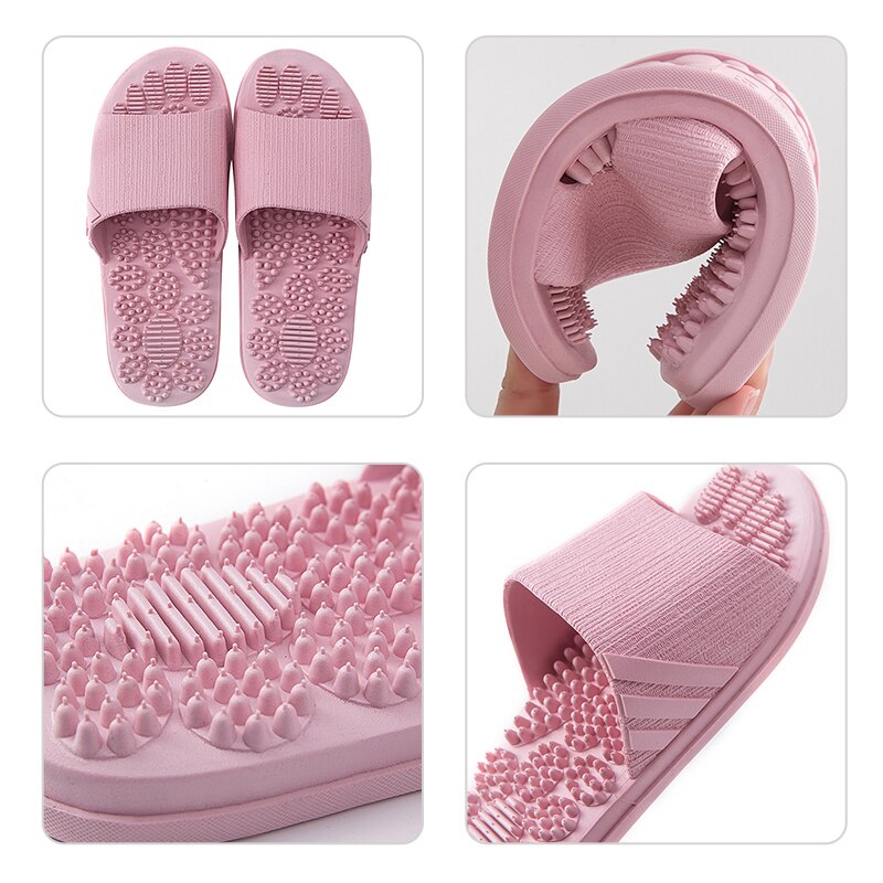 Sommartofflor inomhus halkfria massageskor unisex solid mjuk botten par tofflor hem sandaler män massagepunkt