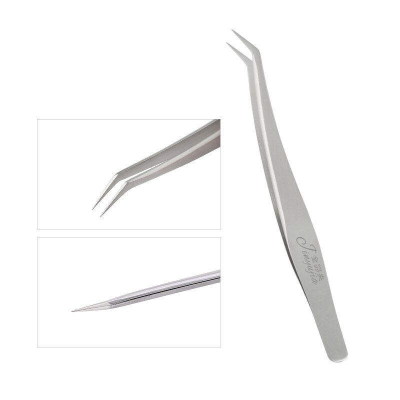 Nail Art Rhinestones Tweezers Stainless Steel Curved Straight Tweezer Nipper Picking Sequins Beads Stickers Nail Art Tool: Dark Gray