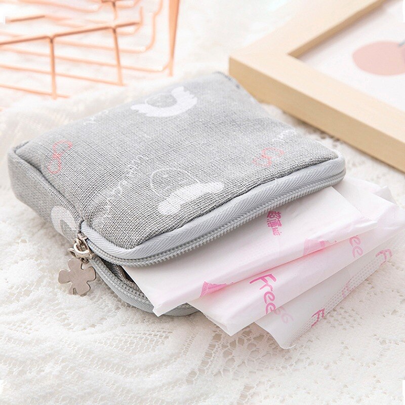 Women Girl Sanitary Pad Pouch Napkin Towel Storage Bag Credit Card Holder Coin Purse Cosmetics Headphone Case Sanitary Pouch