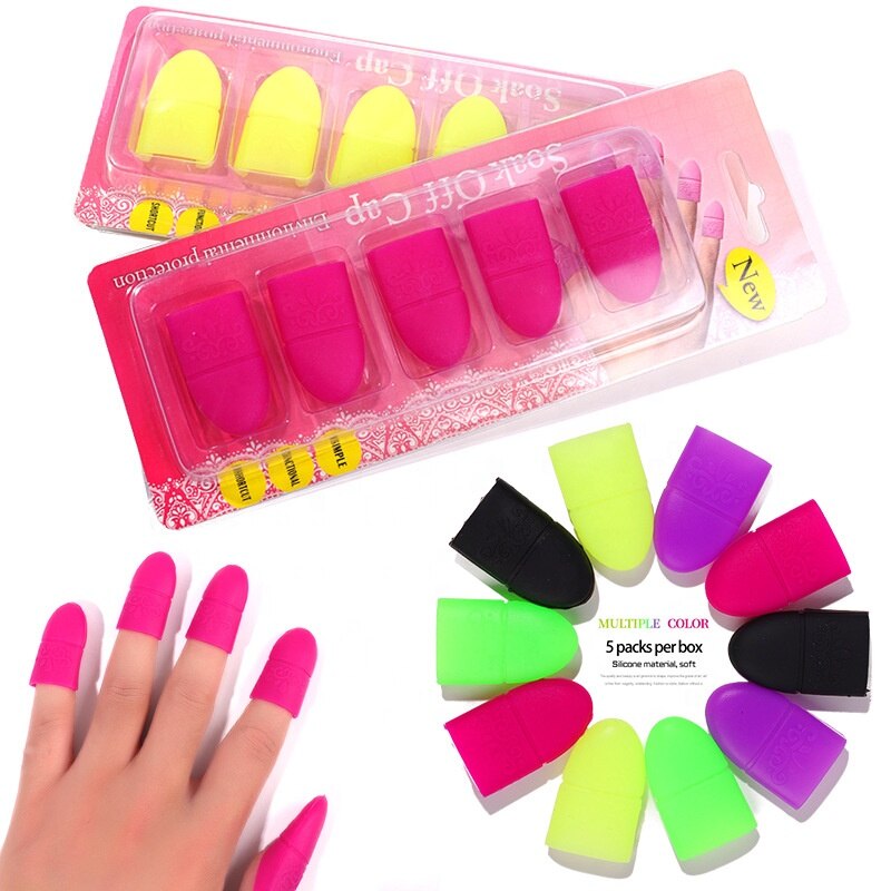 5 teile/satz UV Gel Nagellack Entferner Kette Nagel Tipps Silikon Tränken aus Deckel Clip wiederverwendbar Manikübetreffend Reinigung Mangel Zubehör werkzeuge