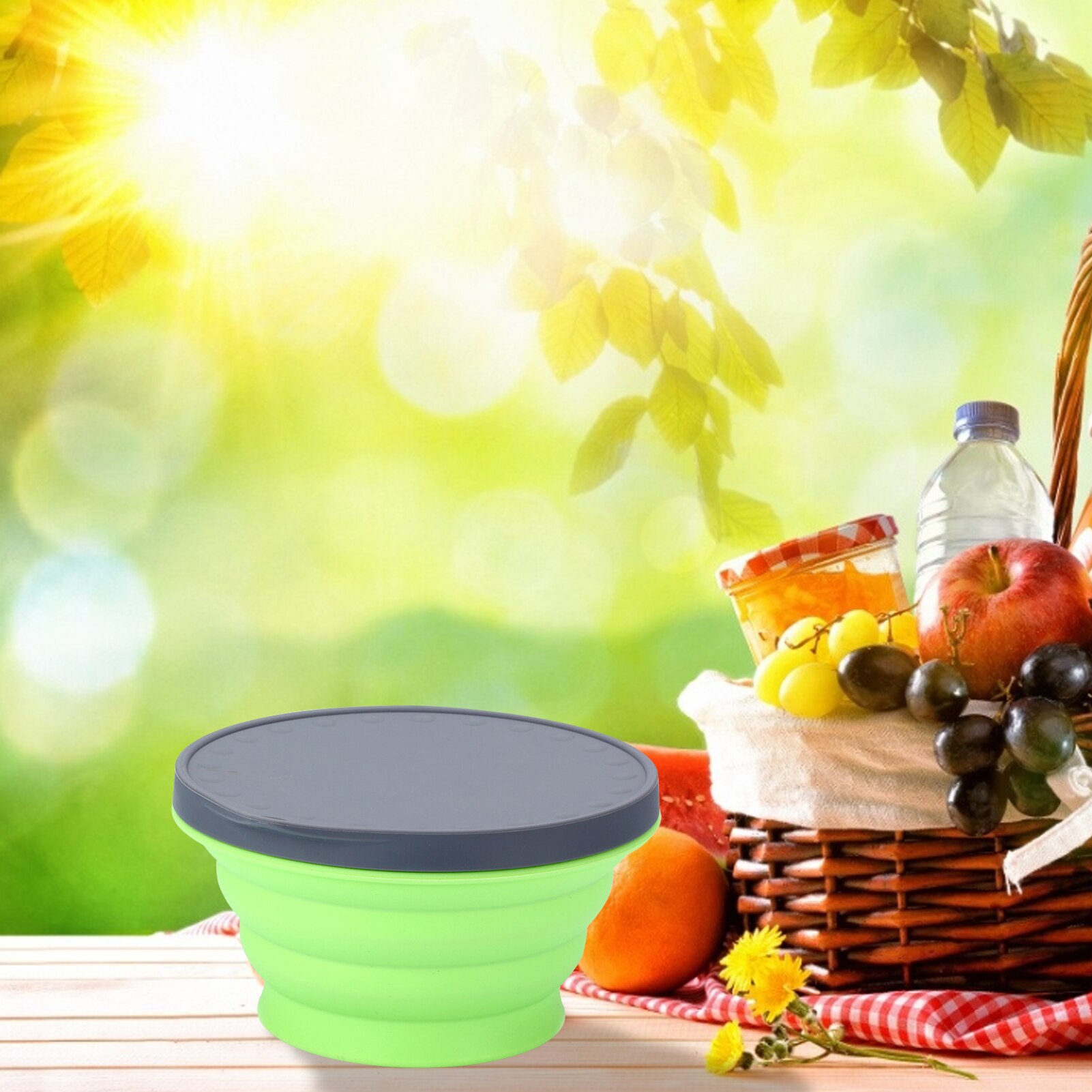 Vaisselle pliable en Silicone, récipient alimentaire Portable, plat à salade, Camping voyage bol de nourriture en plein air pour la cuisine