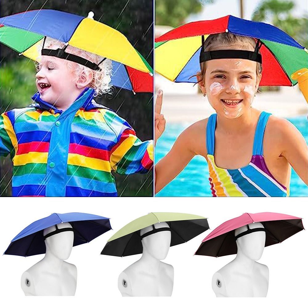 Foldable Head Umbrella Hat Windproof Fishing Head Wearing Sunshade Rain Gear Outdoor Portable Umbrella Camping Beach Head Hats