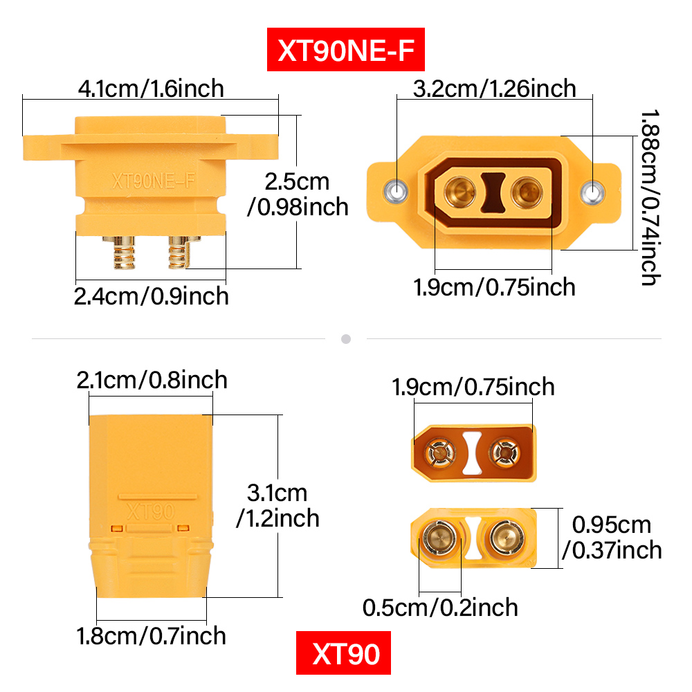 XT90NE-F Lithium-Batterie-Ladestecker Netz stecker fest männlich/weiblich Kopf geschweißt Typ Vergoldung Terminal neue Energie Stecker