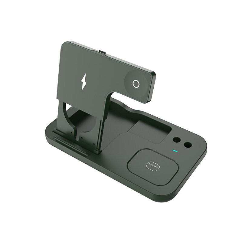 4 In 1 Qi Draadloze Oplader Stand Draadloze Oplader Snel Opladen Voor Apple Horloge 6 5 4 3 21 se/Airpods Pro/Iphone 12 11 Xs Xr: Green
