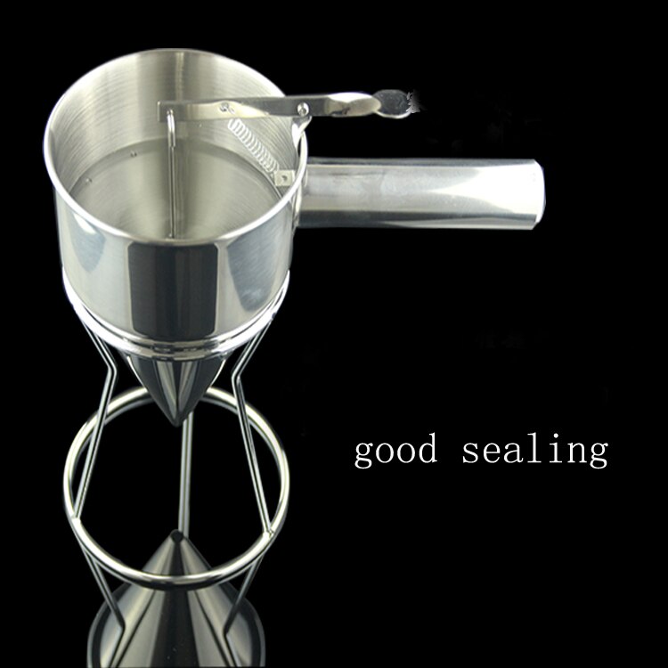 Stainless Steel Takoyaki Funnel Waffle Maker Dispenser Octopus Tools with Rack