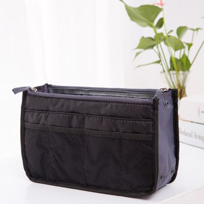 UOSC Organizer Bag Women Nylon Travel Insert Organizer Handbag Purse Large Liner Lady Makeup Cosmetic Bag Female Tote: black