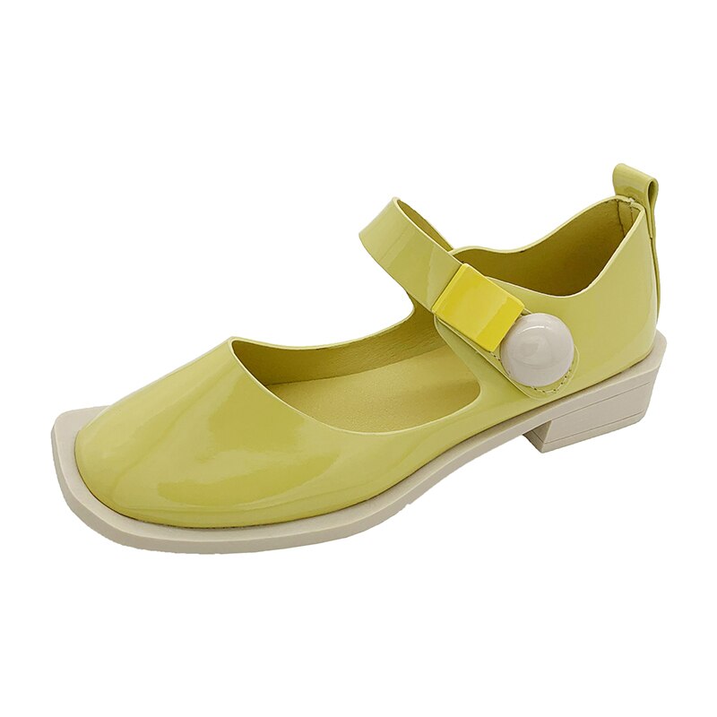 Sommar läder lägenheter kvinnor loafers komfort oxford skor kvinnor casual vit grön gul kvinna lägenheter: Gul / 5