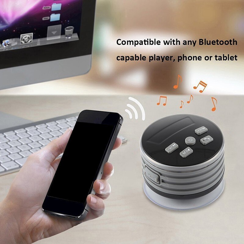 Waterproof Bathroom IPX7 Bluetooth Speaker Portable FM Subwoofer With Breathing Light Suction Cup Bluetooth Speaker