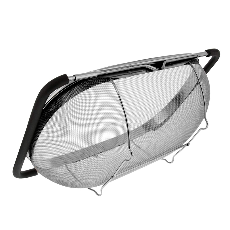 Premium Over De Spoelbak Rvs Ovale Vergiet Met Fijne Mesh 6 Quart Zeef Mand & Expandable Rubber Grip ha