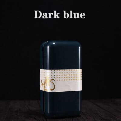 Mini Portable Universal Tea Square Can Storage Tinplate Box Packaging Jar: Dark blue