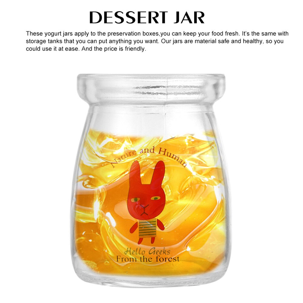 6PCS Yogurt Jars Clear Glass Pudding Jars With Lids Yogurt Glass Jar Container