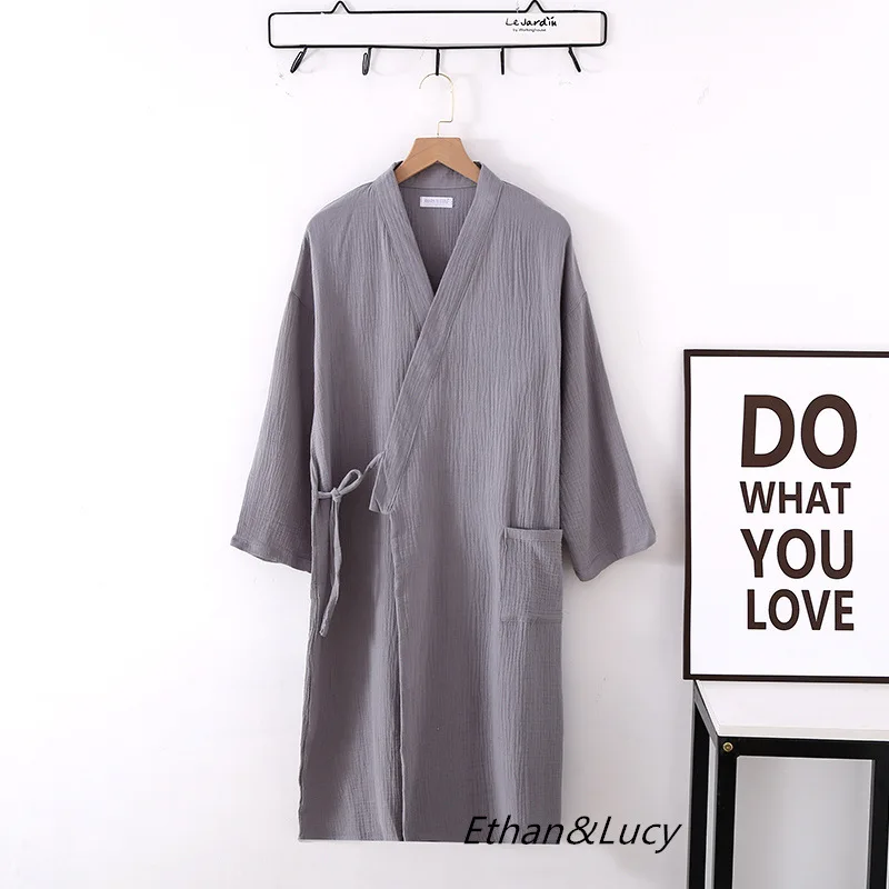 Løs plus size kvinders hjemmetøj natkjole til efteråret morgenkåber til kvinder flerfarvede lange ærmer kimono bomuldsbadekåber: Xl / Militærgrøn
