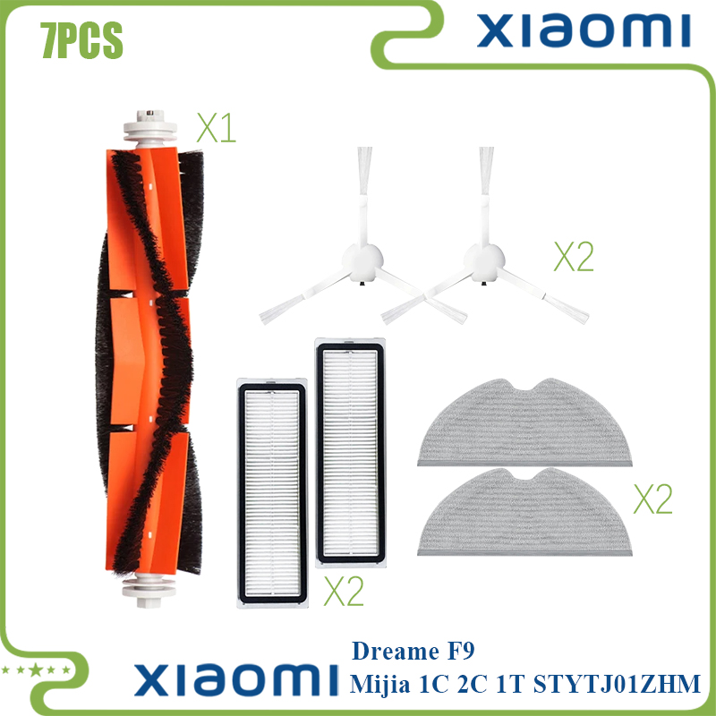Para Xiaomi Mijia 1C 1T STYTJ01ZHM Mi Robot aspirador fregona Dreame F9 filtro Hepa Cepillo Lateral principal paño de mopa accesorios de limpieza: Lavanda