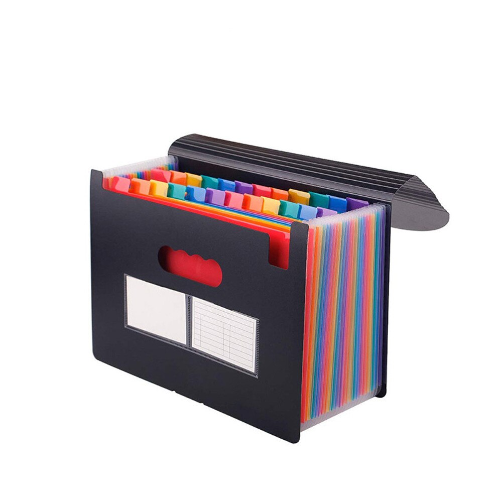 1Ps 24 Pockets Expanding File Folder Fireproof Waterproof Safe Document Bags Rainbow Coloured Cabinet With 2 Labels: Default Title