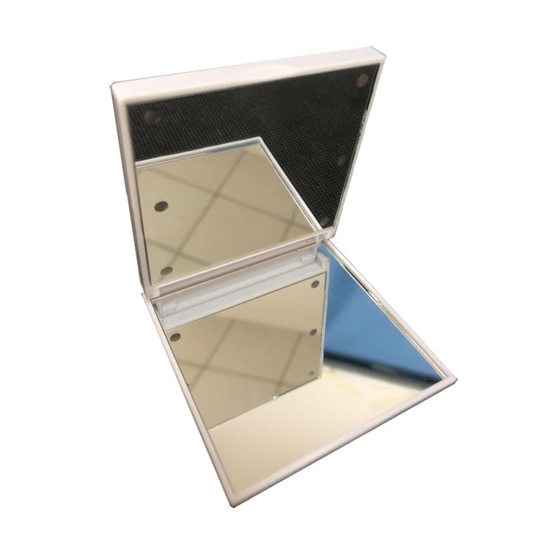 LEd Square Makeup Mirror Foldable Double Sided Abs Hd Mirror Makeup Tools: White