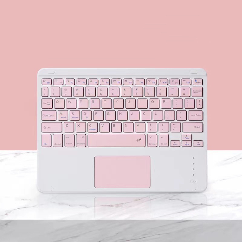for iPad Air 4 Pro 11 Keyboard and Touchpad Bluetooth-compatible Keyboard Phone Tablet Wireless Mouse 10 inch Keyboards: touchpad pink