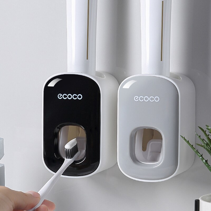 Badkamer Accessoires Set Automatische Tandpasta Dispenser Stofdicht Tandenborstelhouder Wall Mount Tandpasta Squeezers Zwart/Grijs