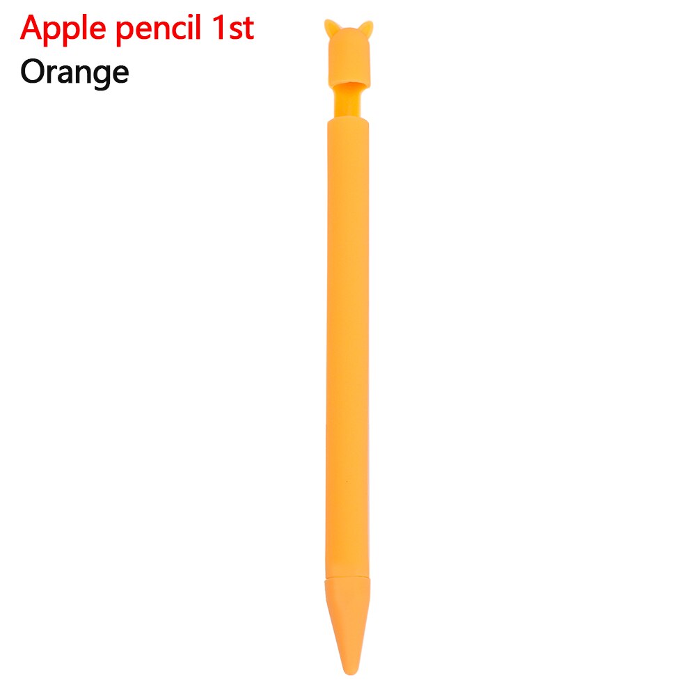 Cute Cat Ear Anti-scroll Silicone Protective Pouch Cap Holder Nib Cover Protective Case Skin For Apple Pencil 1 2 Tablets Pen Co: orange pencil 1st