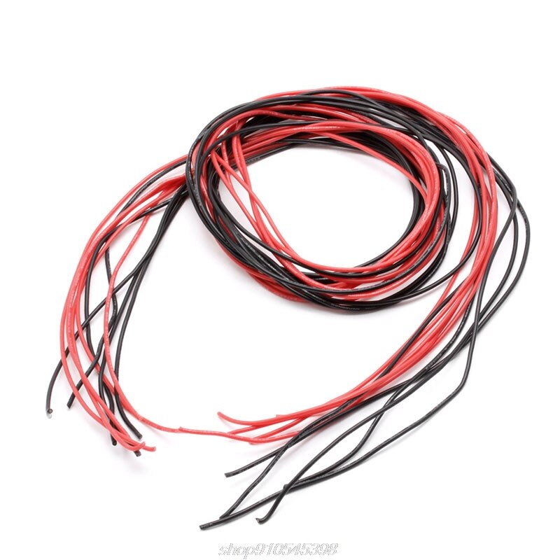 24AWG Gauge Siliconen Flexibele Gevlochten Draad Koperen Kabel 10 Voeten Fr Rc Zwart Rood M04 21