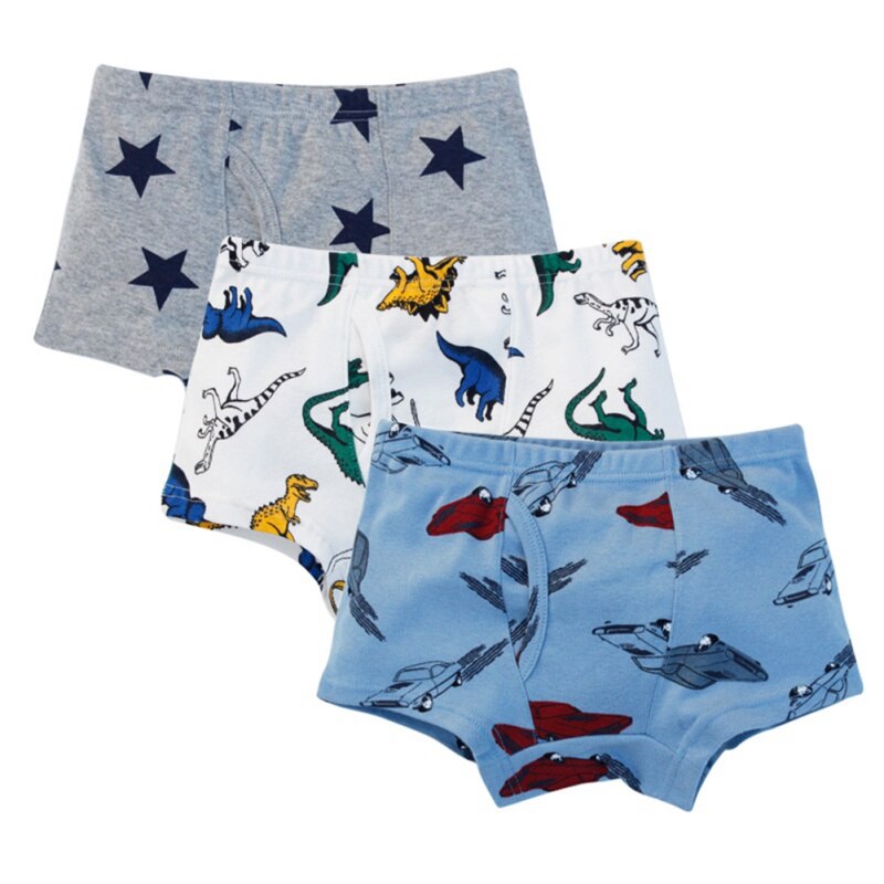 3 st bomullspojkar kalsonger barn tecknat djurtryck bekväma trosor boxershorts shorts toddler barn underbyxor 111: A / 9
