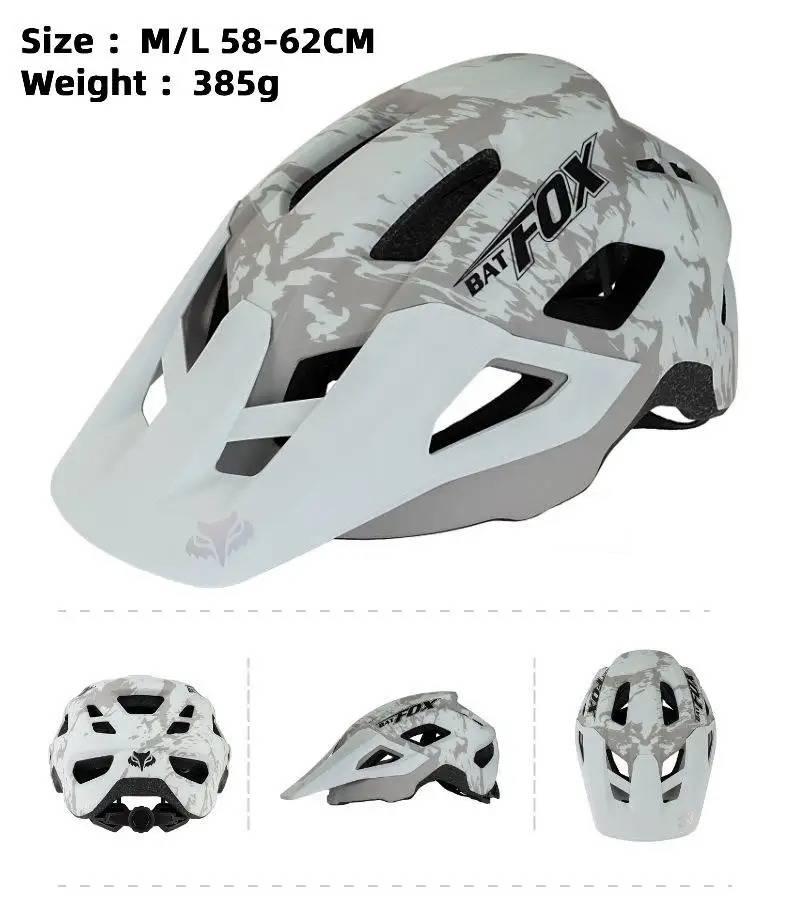 BATFOX Mountain Bike MTB Helmet Cycling Downhill Bicycle Road Ultralight Breathable Men Women Integrally-molded Casco Ciclismo: WHITE