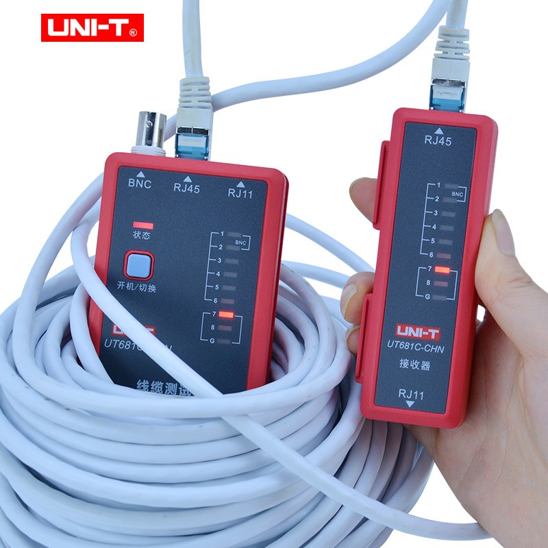 UNI-T LED display Cable tester for Ethernet/telephone/BNC/HDMI conducting,short-circuit,crossed or open-circuit test UT681C/L