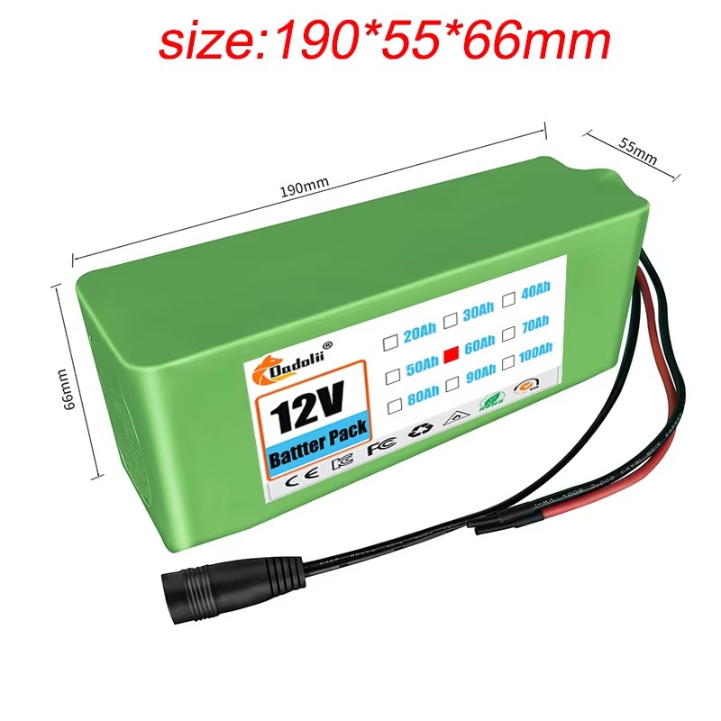 Paquete de batería recargable de iones de litio, 12V, 60Ah, 3S10P, 18650, para cámara eléctrica de juguete, baterías de iluminación LED con cargador