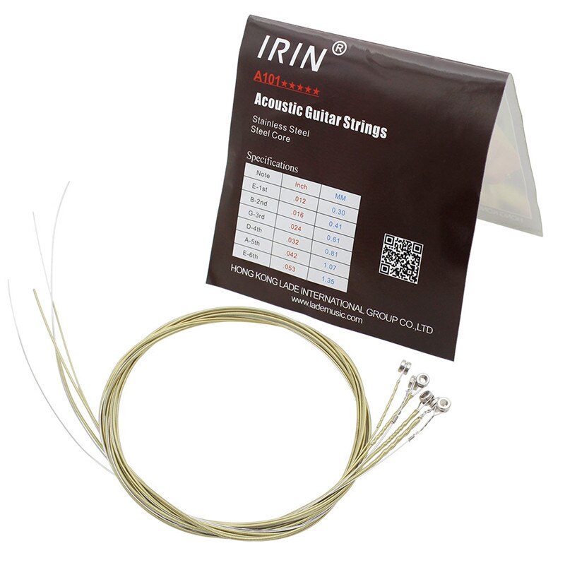 10 Set IRIN Folk Guitar String A101 Stainless Steel Mercerized Stringed Instrument