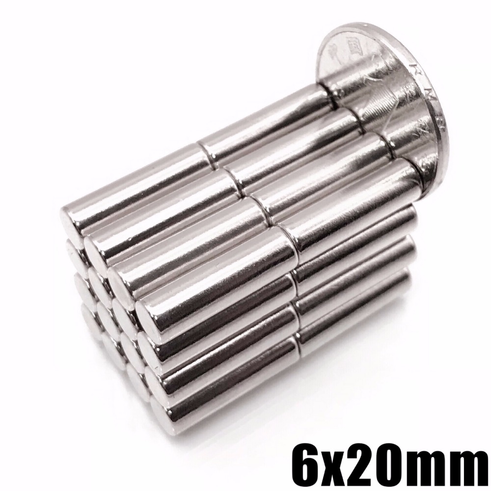 2/5/10/20/pcs Sterke Ronde Lange Cilinder Magneet 6 mm x 20mm Zeldzame aarde Neo Neodymium 6*20mm 6x20mm