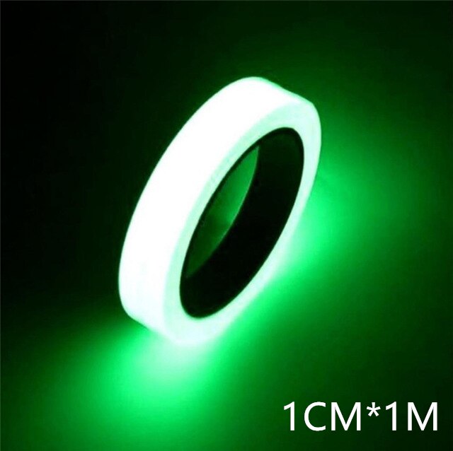 1 Uds. Cinta adhesiva autoadhesiva fluorescente luminosa de 1,5 cm * 1m que brilla en la oscuridad cinta adhesiva seguridad decoración de advertencia cinta: 1cm X 1m
