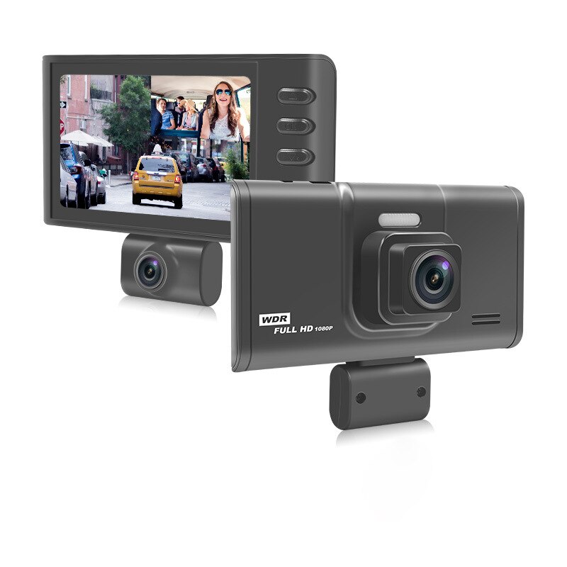 Visione notturna ad alta definizione a tre canali ELRRICH 2021, Video di retromarcia a tre canali tutto In un DVR Dash Cam per veicoli