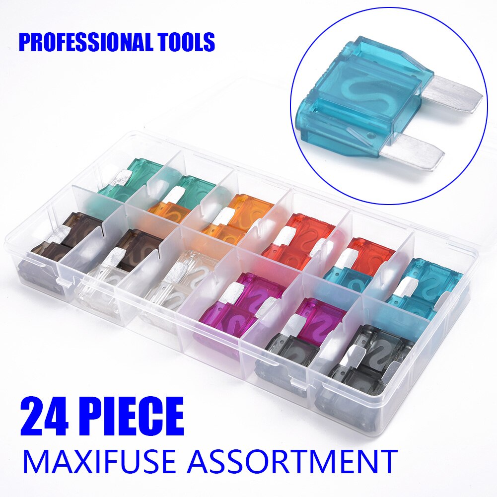 Impact-resistant Car Fuse Replacement Parts 10V-32V 24PCS Amp Assortment