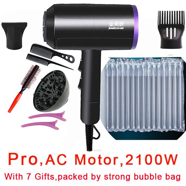 2000W Salon Hair Dryer 2 in 1 &Cold Air Brush Hair Dryers Hair Blow Dryer Strong Wind Dryer: Black with 7 gifts