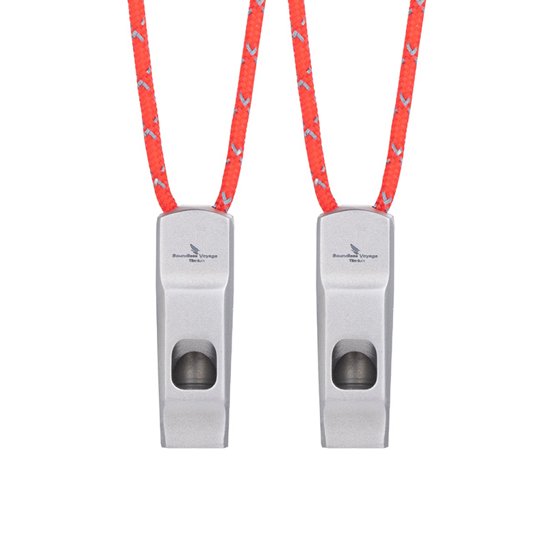 Silbato de señal de Camping con cordón fuerte, equipo de seguridad de supervivencia de emergencia de titanio para viaje sin límites: Rojo