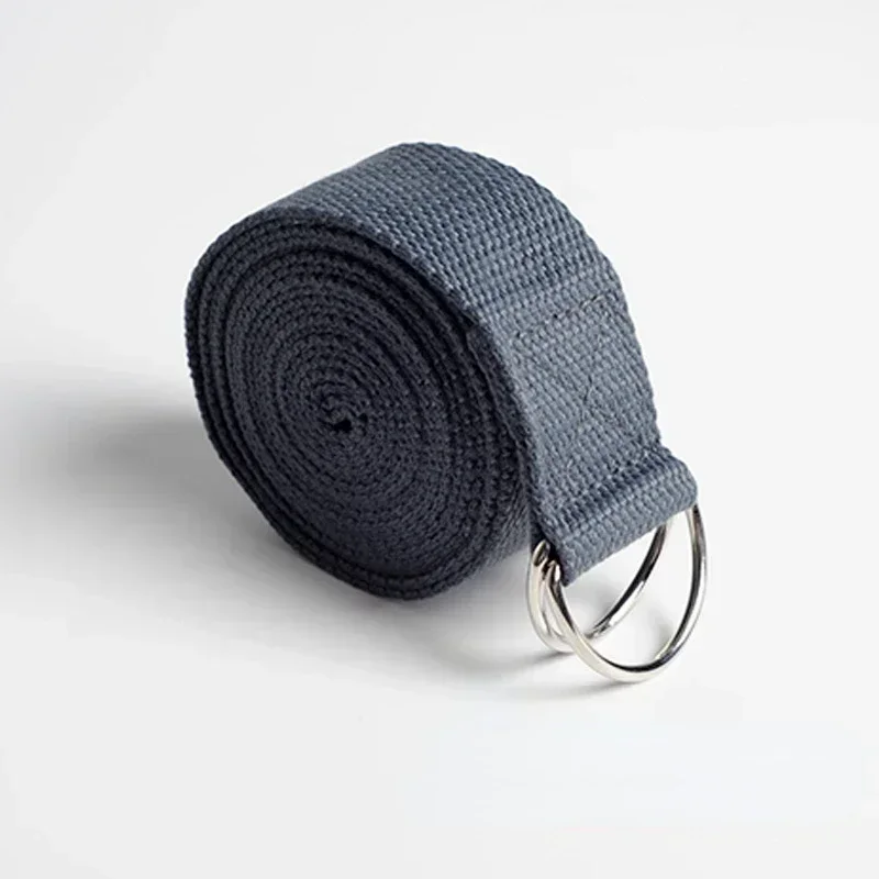 1,8 m x 3,8 cm verstelbare D-ring gesp yogariem geeft flexibiliteit voor yoga stretching duurzame katoenen oefenriemen: Blauw