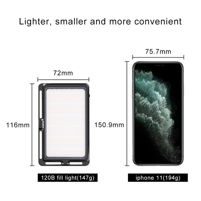 MAMEN 3000-6500K Fill Light Portable Photography LED Light for Photo Studio Video Lighting 120 LEDs 3000MAh