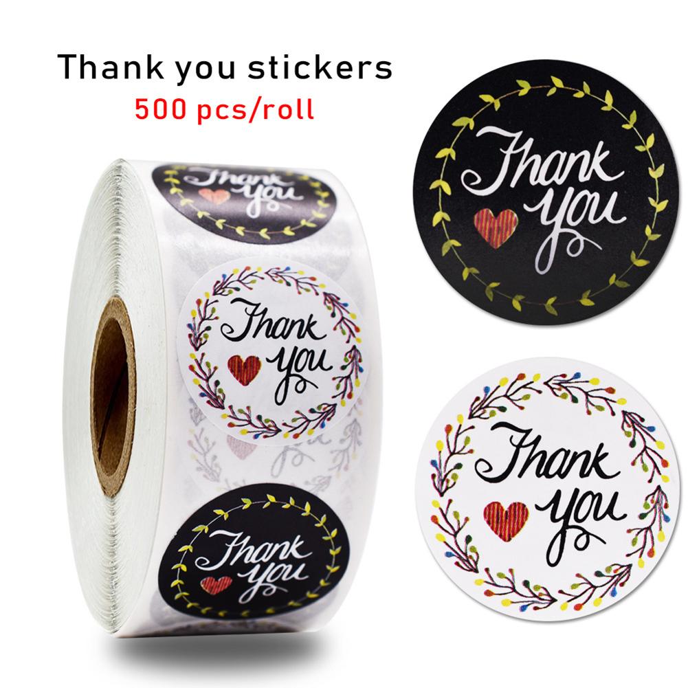 500Pcs/Roll Round Floral Thank You Stickers Round ... – Grandado
