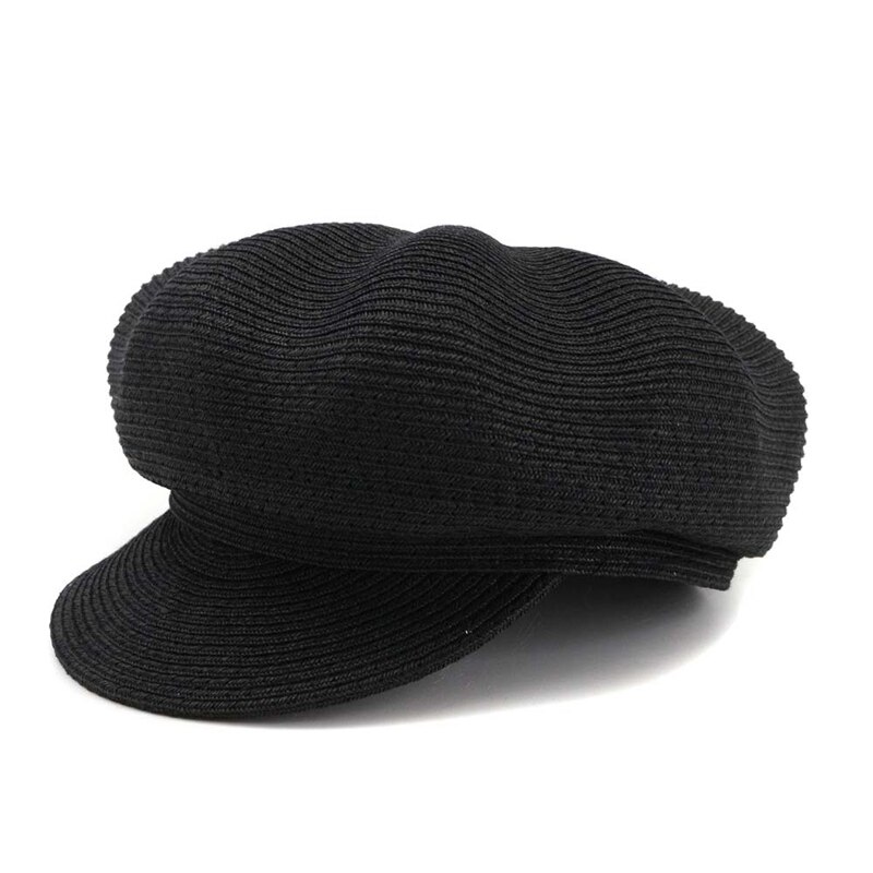 Qbhat Lente Zomer Papier Stro Vrouwen Zonneklep Cap Outdoor Ademend Bescherming Zonnehoed Zonnehoed Voor Dames Meisjes: Black